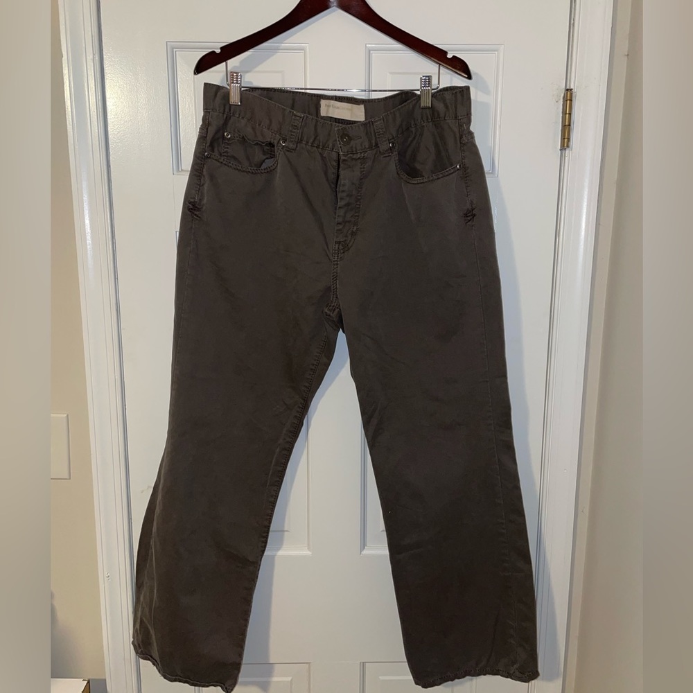 Vintage Perry Ellis cotton chino pants dark grey 36x30 distressed